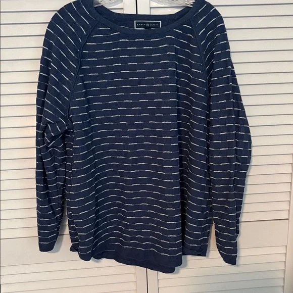 Karen Scott Long Sleeve Crew Neck Sweater XXL Blue - Picture 2 of 5